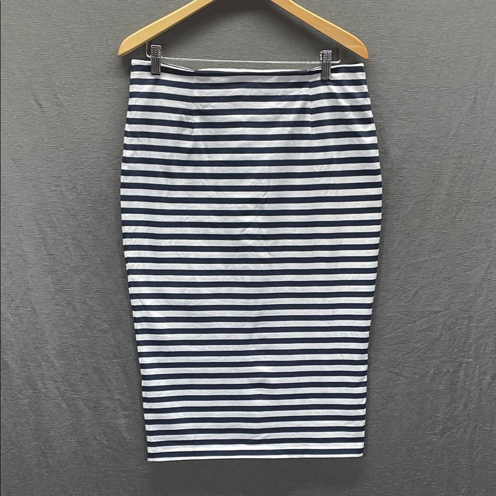 J. Crew Striped‎ Pencil Skirt in Navy and White